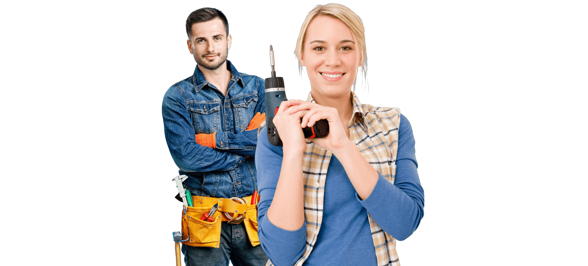 couple de bricoleur avec des outils de bricolage